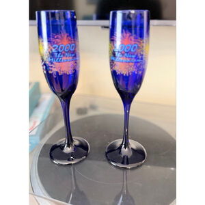 Unbranded Blue 2000 Millennium Champagne Flutes One Size